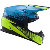 Capacete evs t5 works azul/amarelo fluor