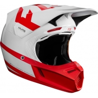 Capacete fox v3 preest branco/vermelho 2018