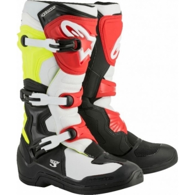 Botas alpinestars tech 3 preto/branco/verm. 2018