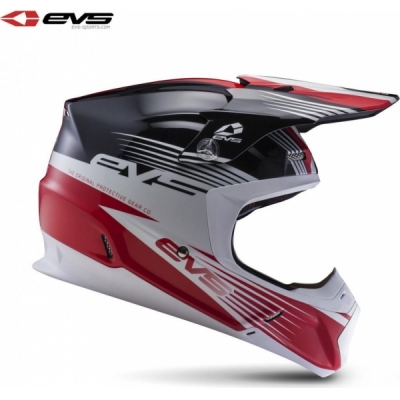 Capacete evs t5 works preto/branco/vermelho