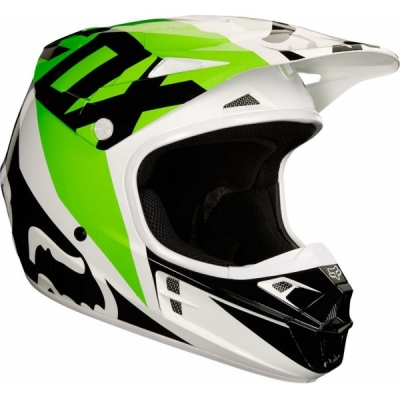 Capacete fox v1 race preto/branco/verde