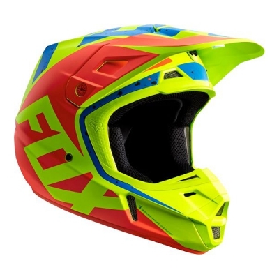 Capacete fox v2 nirv amarelo/azul