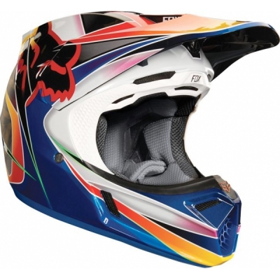 Capacete fox v3 kustum azul 2018