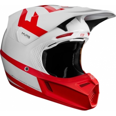 Capacete fox v3 preest branco/vermelho 2018